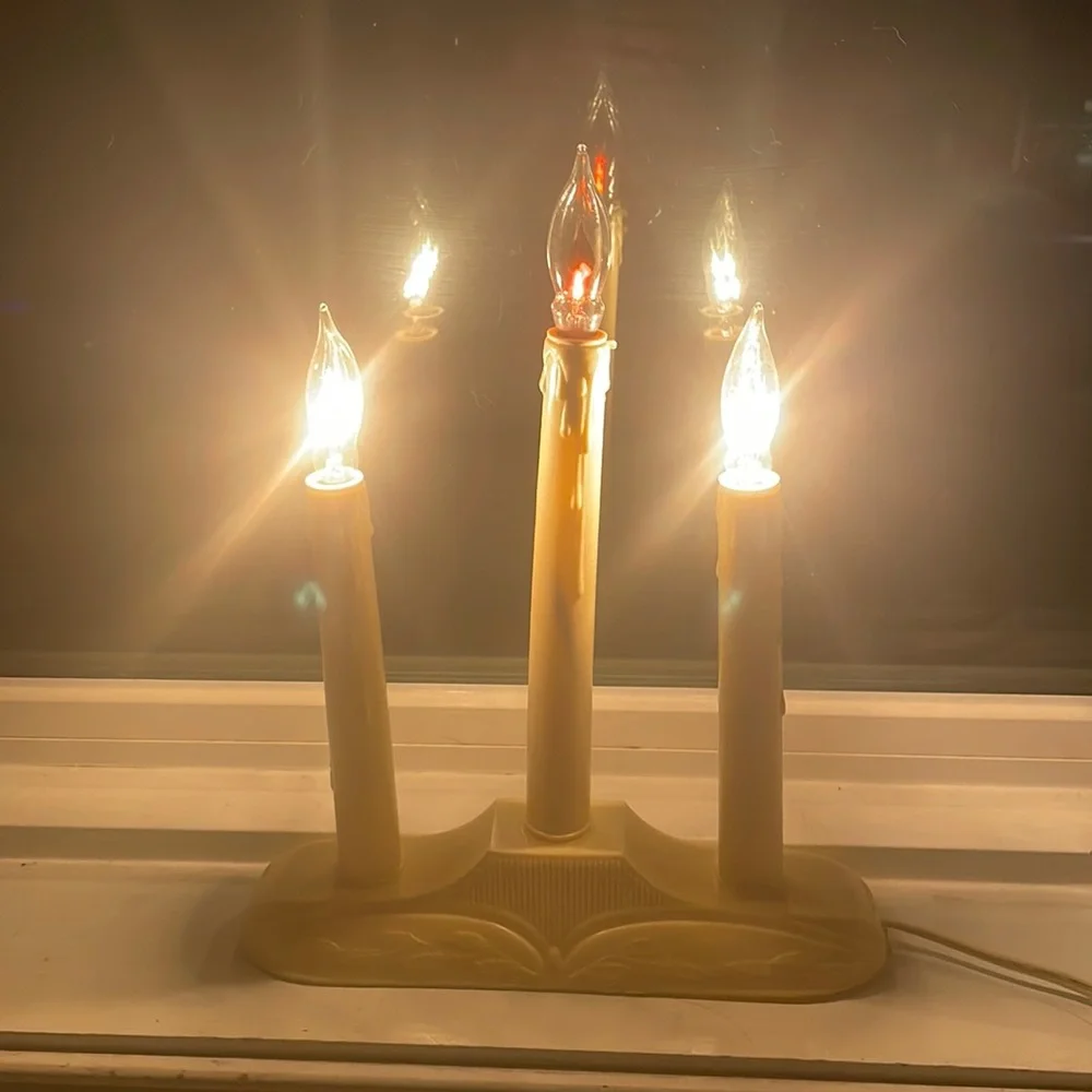 Bundle 5 vintage lights Christmas triple candle Molded plastic window bulb …